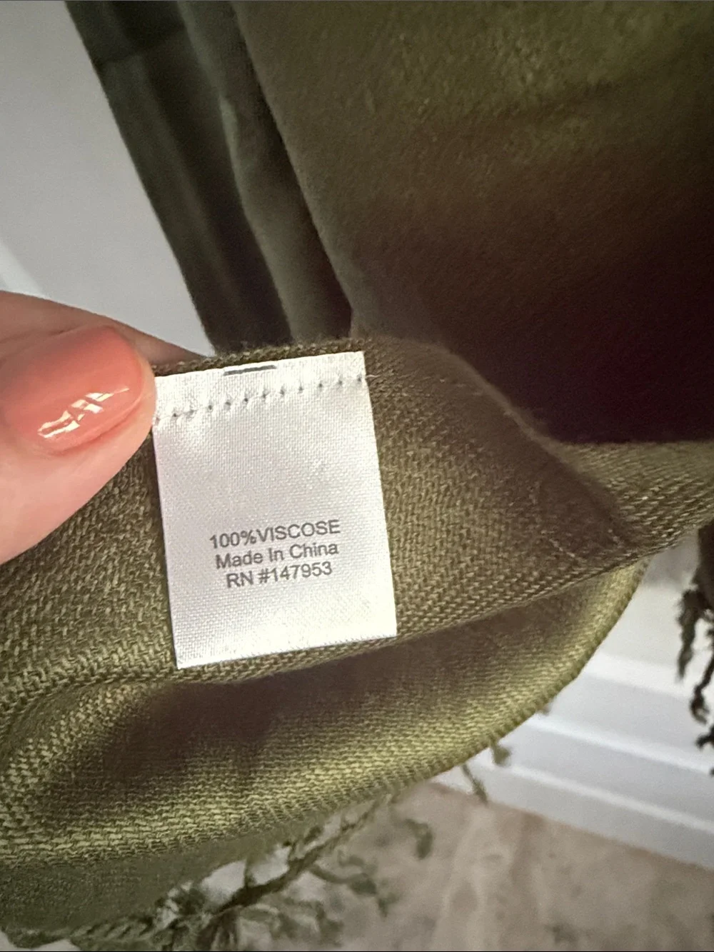 Olive Green Women's Scarf - Lightweight Fringe Wrap